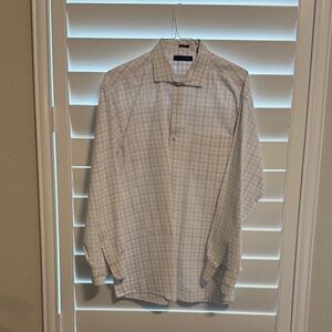 Tommy Hilfiger White and Blue Plaid Dress Shirt